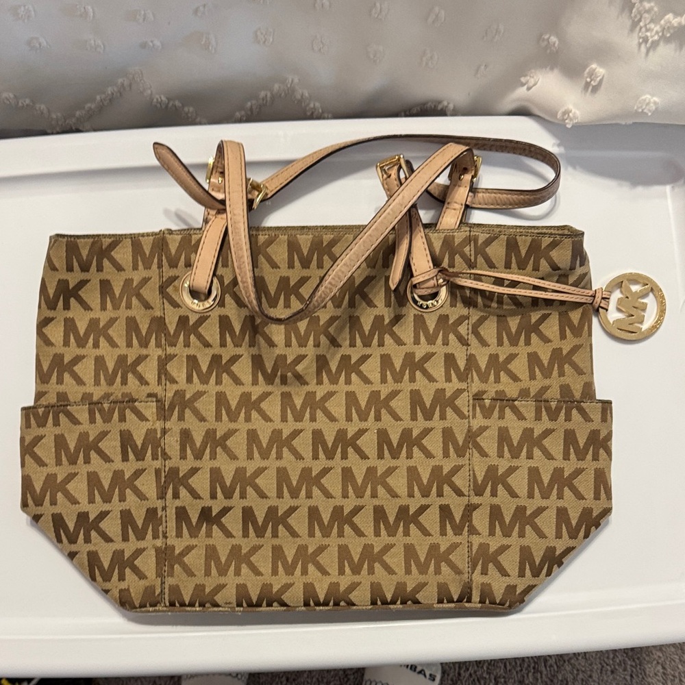 Michael Kors Tan and Brown Logo Tote